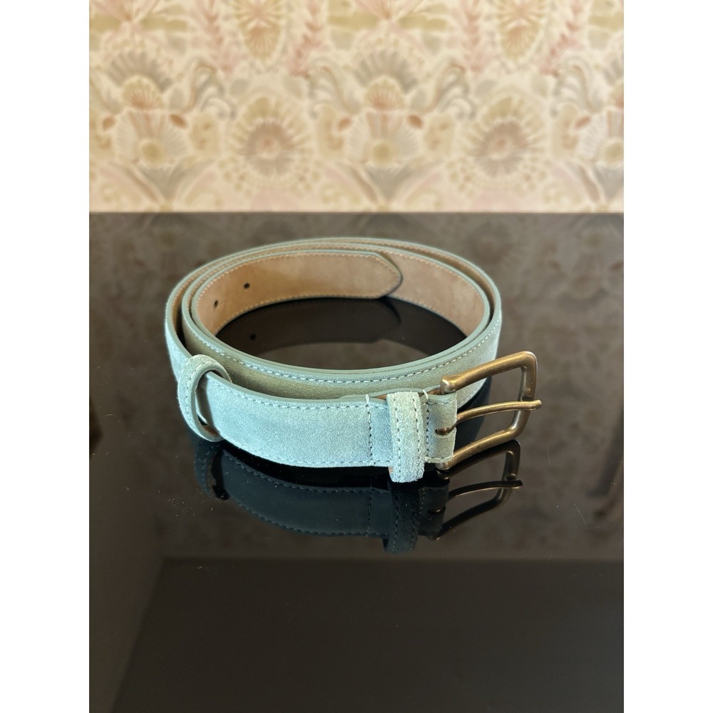 NEW Sezane Men's Octobre Blue Teal Leather Belt 105 40‎ XL